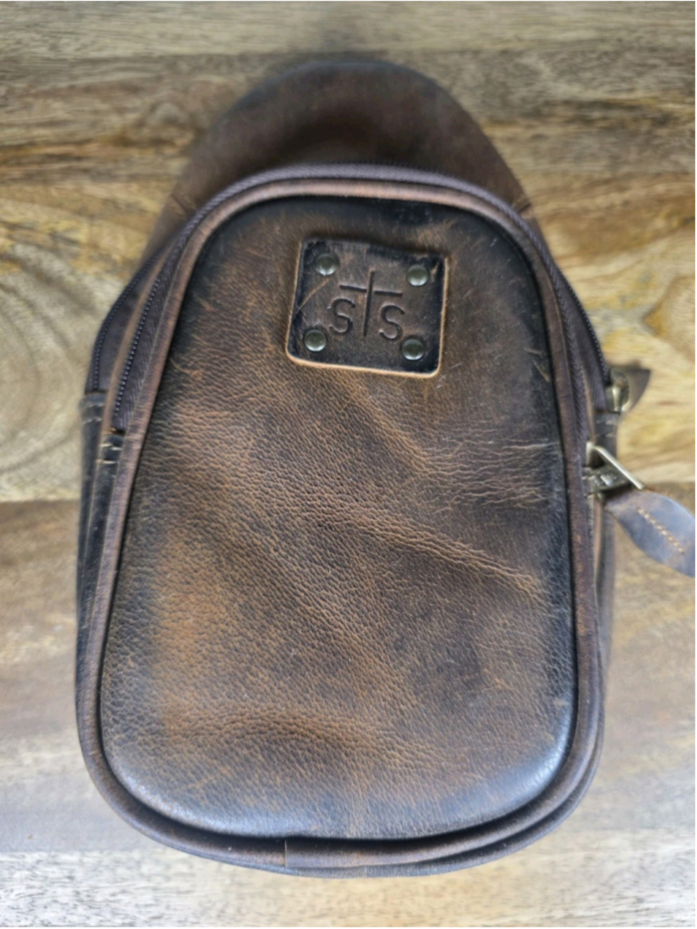 STS Ranchwear Distressed Brown Leather Crossbody Bag Western Purse No Strap